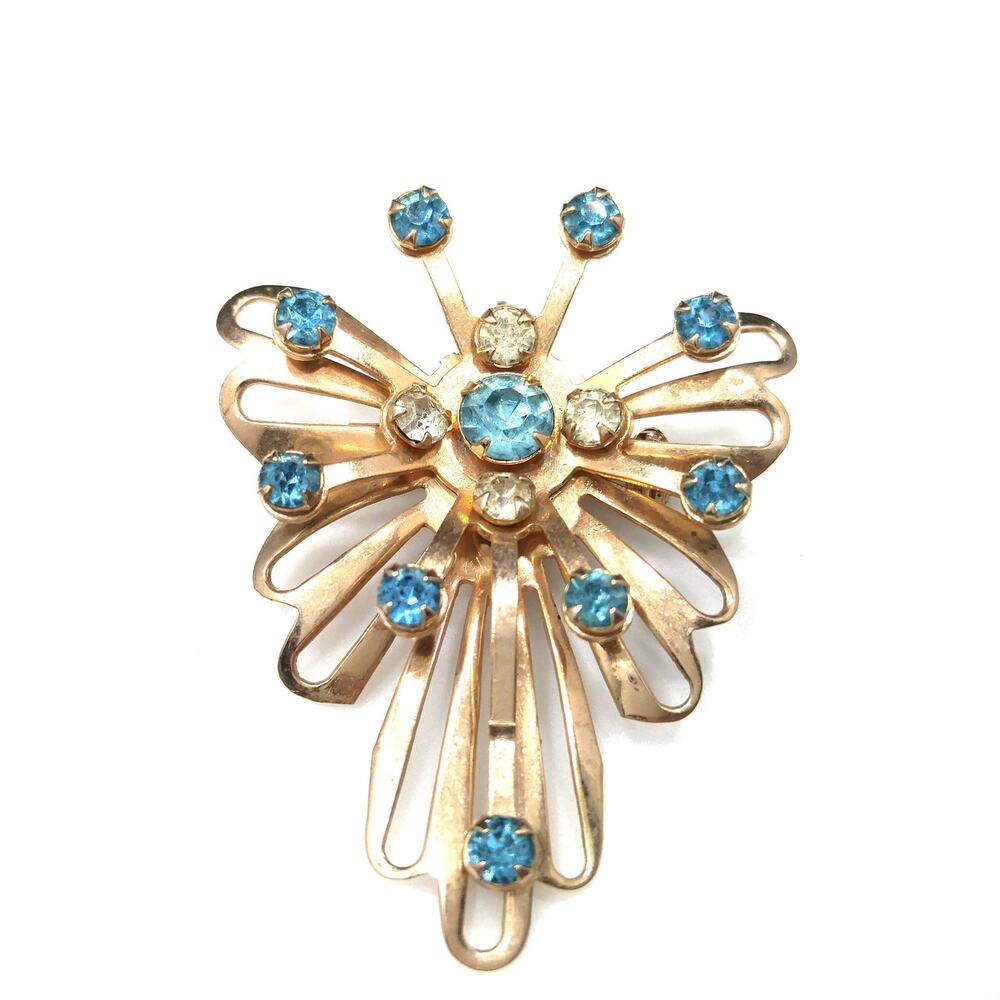 Vintage Angel or Butterfly Pendant & Brooch, Gold Plated, 1950s Jewelry
